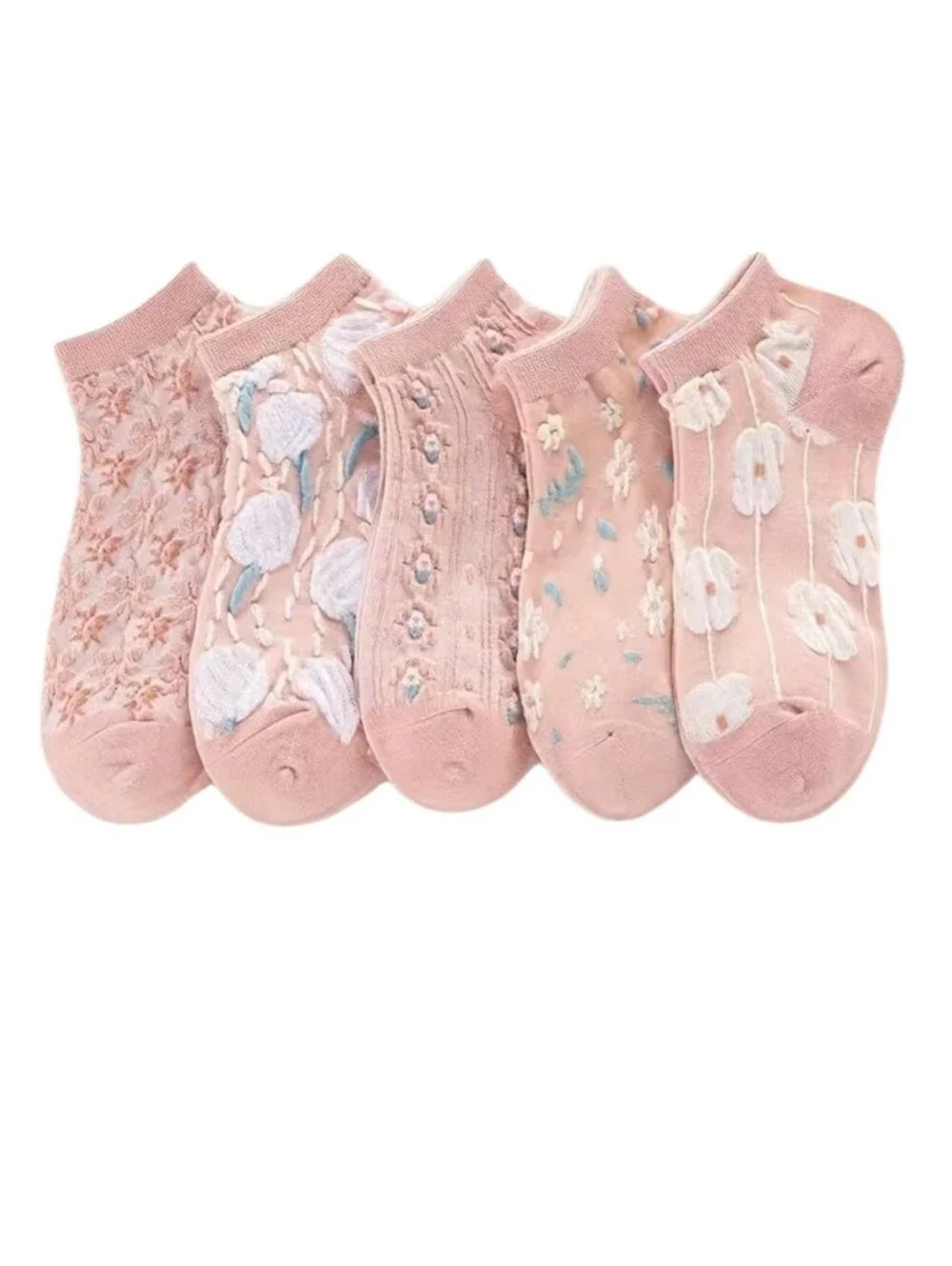 NEW 5 Pairs Women's Pink and White  Socks